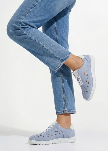 Derbies à lacets cuir largeur confort perforées Bleu