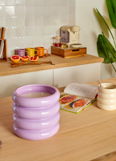 Bougie déco céramique, à la citronnelle Lilas