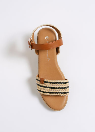 Espadrille fantaisie détails simili cuir Noir