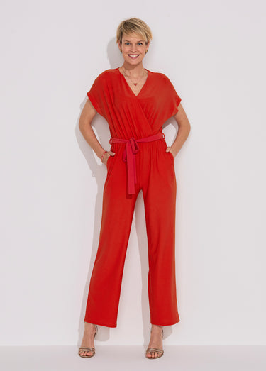 Combinaison pantalon maille extensible Uni Orange