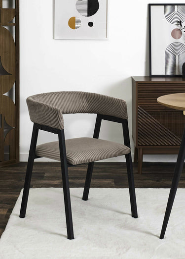 Fauteuils minimalistes velours cotelé 1T Taupe / Noir