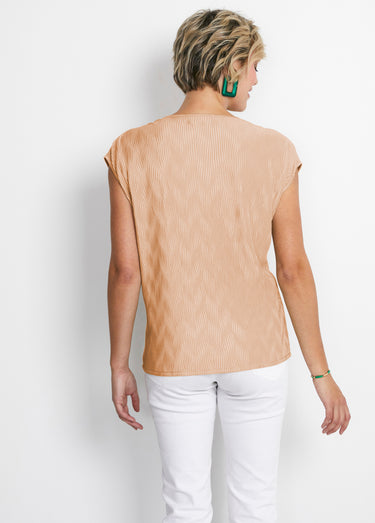 Top court plissé satiné Beige