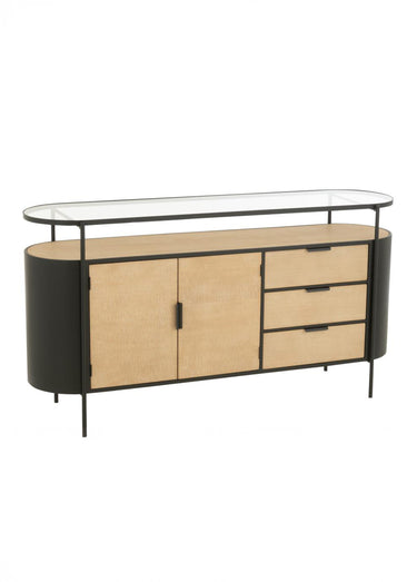 Buffet ovale chic métal, bois et verre Naturel