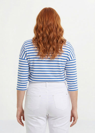 T-shirt marinière rayé manches 3/4 Blanc/Bleu