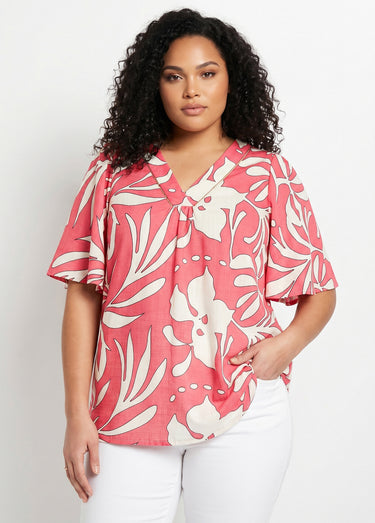 Tunique ample longue Rose/Ecru