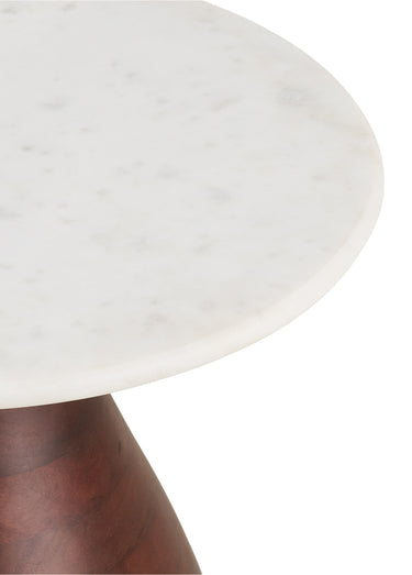 Table d'appoint marbre et manguier HEIDE Blanc/Brun foncé