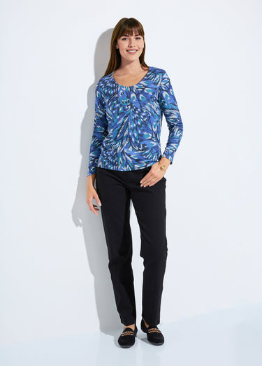 T-shirt chaud col rond imprimé Imprime/Bleu