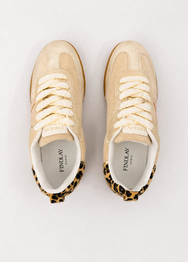 Sneakers vintage avec lacets fantaisie Beige