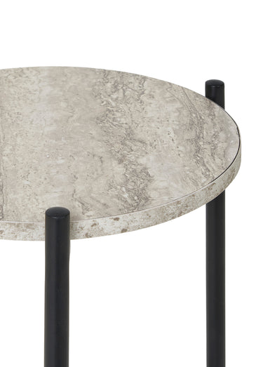 Table d'appoint 2 tablettes travertin Noir/Beige