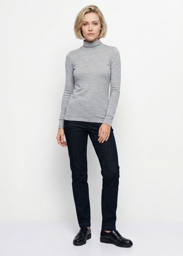 Sous-pull chaud col roulé maille interlock unie Gris