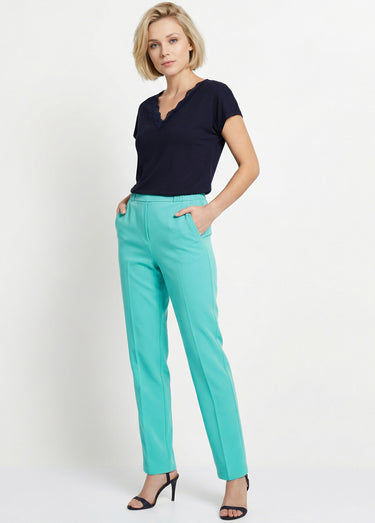Pantalon droit taille semi-élastiquée Vert