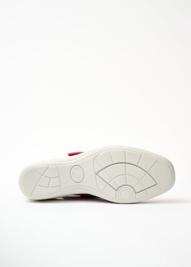 Ballerines grande largeur scratchées cuir Rouge