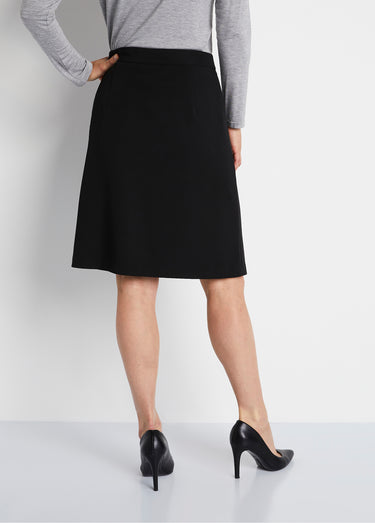 Jupe courte trapèze tissu extensible Noir