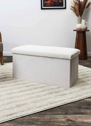Pouf bouclette avec coffre de rangement 2B Beige