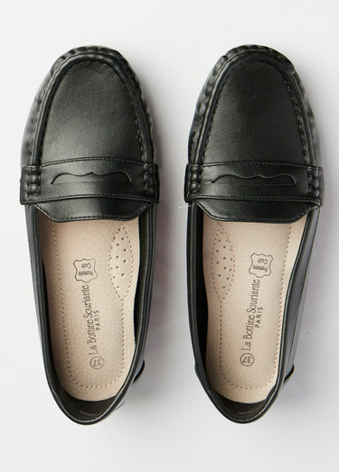 Mocassins plats bride ton sur ton Noir