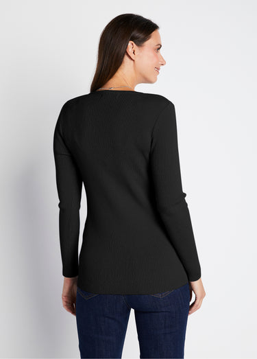 Pull encolure tunisienne avec laine mérinos Noir