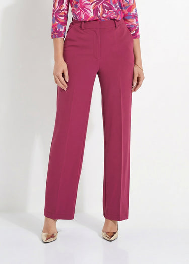 Pantalon fluide large maille stretch unie Cassis
