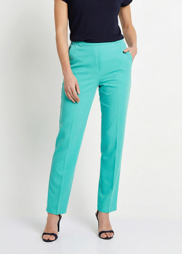 Pantalon droit taille semi-élastiquée Vert