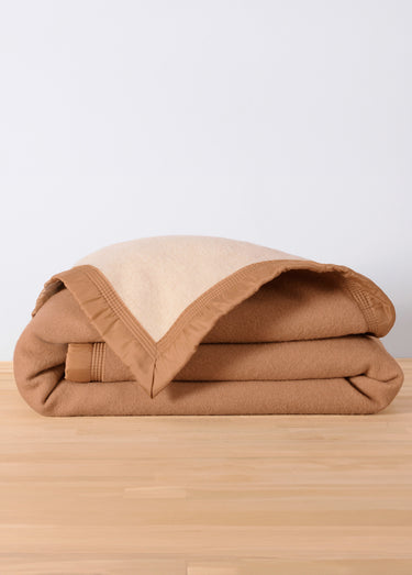 Couverture bicolore pure laine 600 g/m² Beige