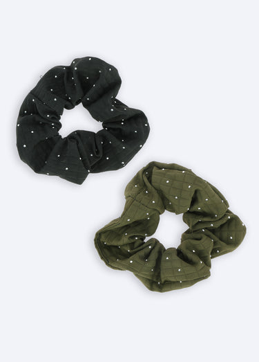 Chouchous fantaisie pour les cheveux Strass kaki / noir