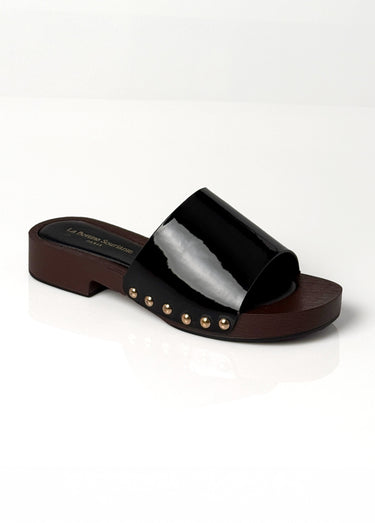 Mules simili cuir vernis, forme sabots Vernis Noir