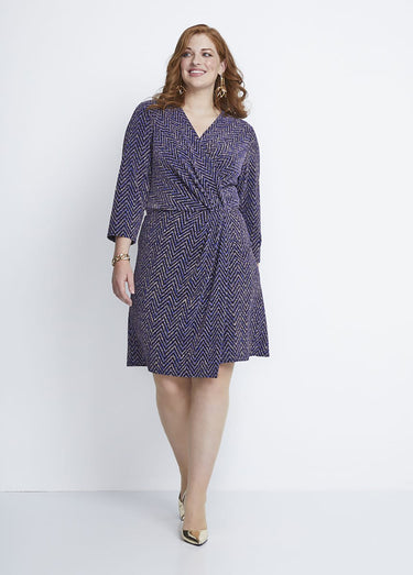 Robe courte effet cache-coeur maille pailletée Bleu