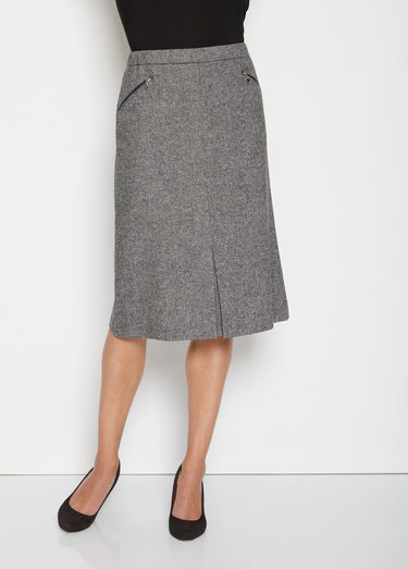 Jupe chevrons ou chiné longueur 70 cm avec laine Chine Gris