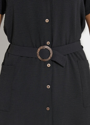 Robe chemisier en crêpe, style ethnique Noir