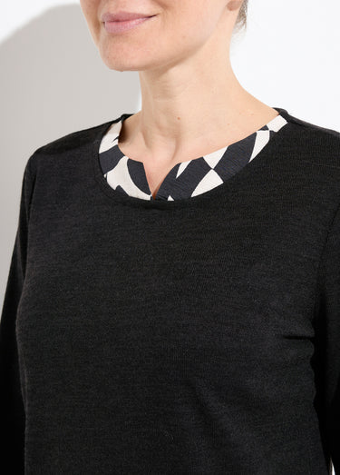 T-shirt chaud effet 2 en 1 manches longues Noir
