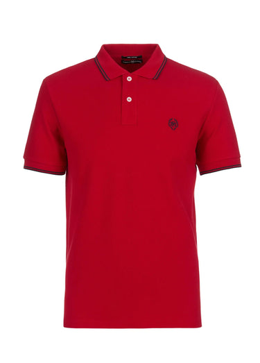 Polo manches courtes détails contrastés Rouge