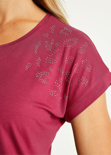 T-shirt long manches courtes uni Fuchsia