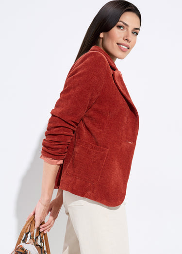 Veste col tailleur en velours reliefé Brique
