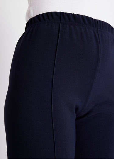 Pantalon droit taille élastiquée maille côtelée Marine