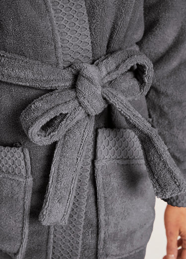 Peignoir éponge pur coton forme kimono Anthracite