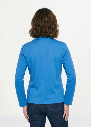 Veste droite boutonnée maille milano unie Bleu Mykonos