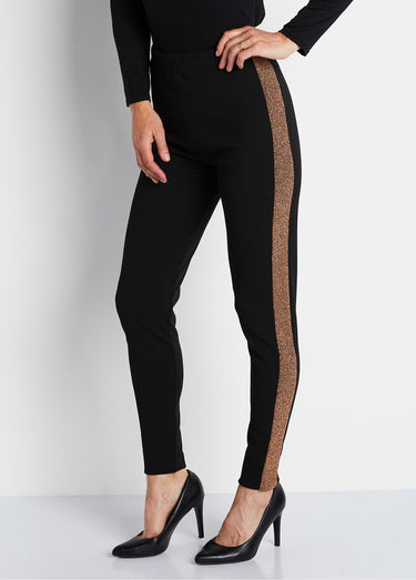 Legging taille élastiquée côtés brillants Noir