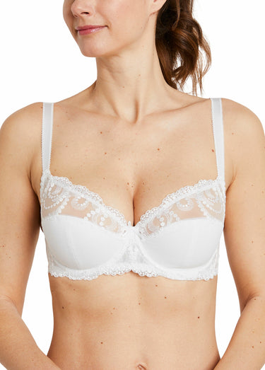 Soutien-gorge avec armatures tulle brodé Blanc