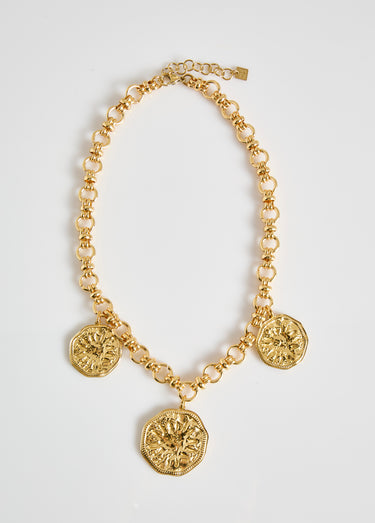 Collier maille alternée inox + médailles Dore