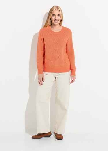 Pull doux maille ajourée fibres recyclées et laine Epice