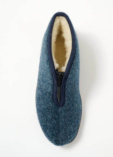Chaussons montants zippés fourrés largeur confort Bleu Jean