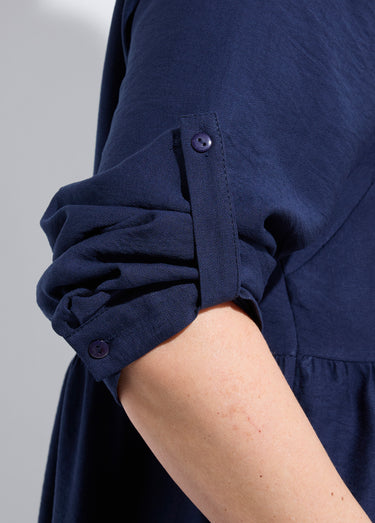 Robe chemisier volantée, inspiration folk Marine