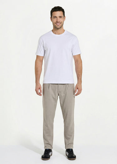 T-shirt pur coton avec col rond, Essentiel Blanc