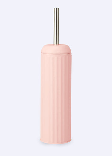 Brosse pour WC, en métal  strié Rose
