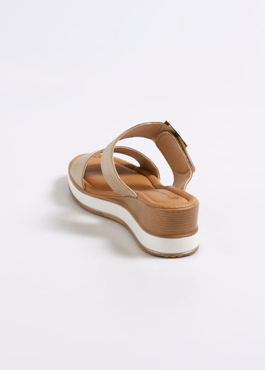 Mules compensées bride boucle fantaisie Dore
