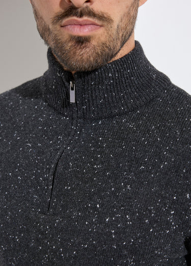 Pull col montant zippé, coupe ajustée Gris Anthracite