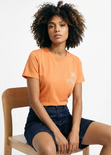 T-shirt manches courtes broderie sunset Orange