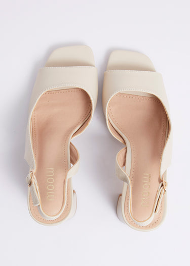 Escarpins bout ouvert, découpe féminine Beige
