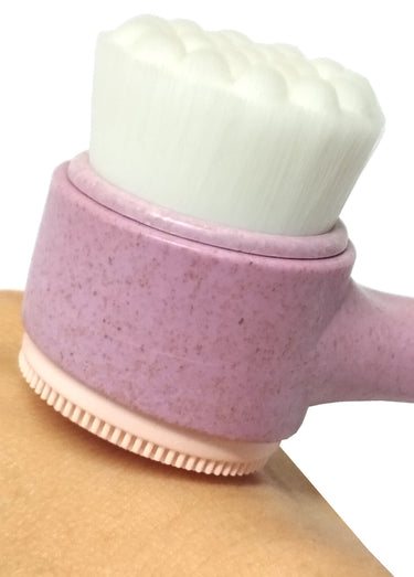 Brosse nettoyante visage double face silicone Rose