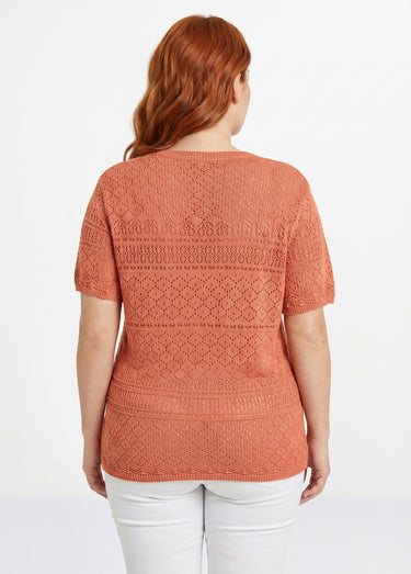 Pull manches courtes blousant ajouré col rond Epice