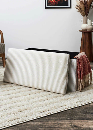 Pouf bouclette avec coffre de rangement 2B Beige